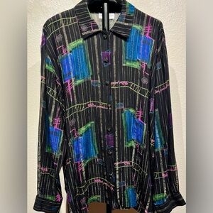 Vintage 90s Primavera Abstract Pattern Long Sleeve Button-down Shirt